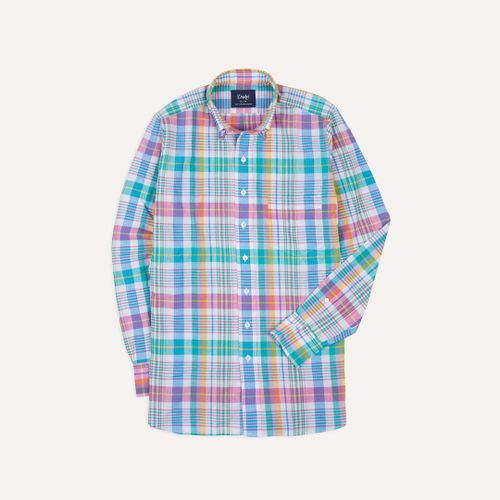 Green Madras Check Cotton Button-Down Shirt