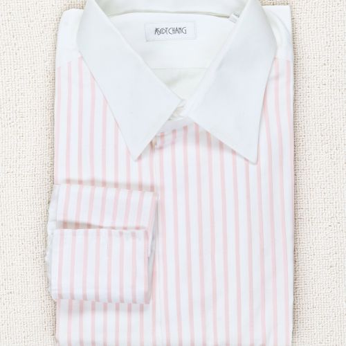 Ascot Chang Pink Pleated Bib French Cuff Tuxedo Shirt MTM (Pre-Owned)