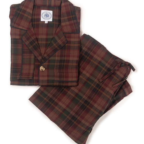 Madras Pajamas - Red/brown/ Green Tea Stained