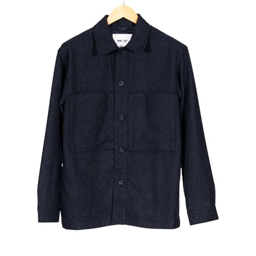 Isak Pocket Wool Overshirt Navy