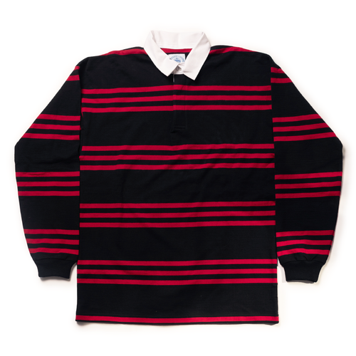 Track Stripe Rugby Shirt - Black/red