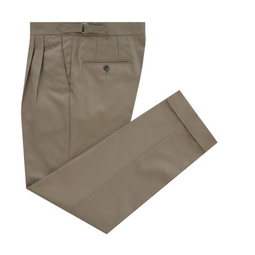 Essential Gaberdine Cotton Two Tuck Adjust Chino- Khaki