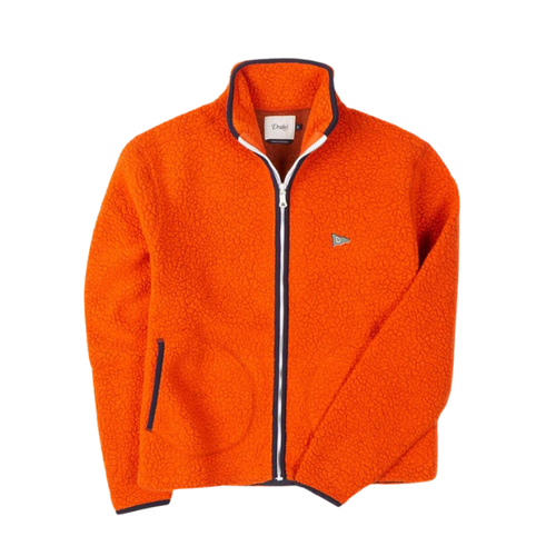 Drake’s Boucle Wool Zip Fleece Jacket- Orange