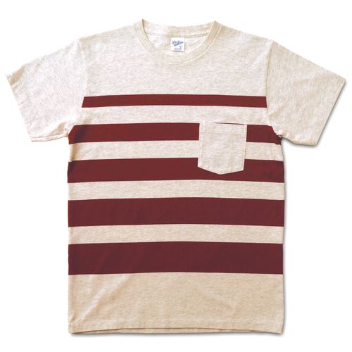 Wide Wave Stripe Tee / Oatmeal/Burgundy