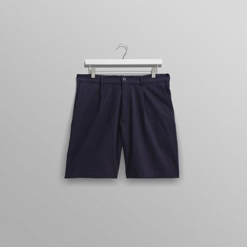 Linton Pleat Shorts Navy Seersucker