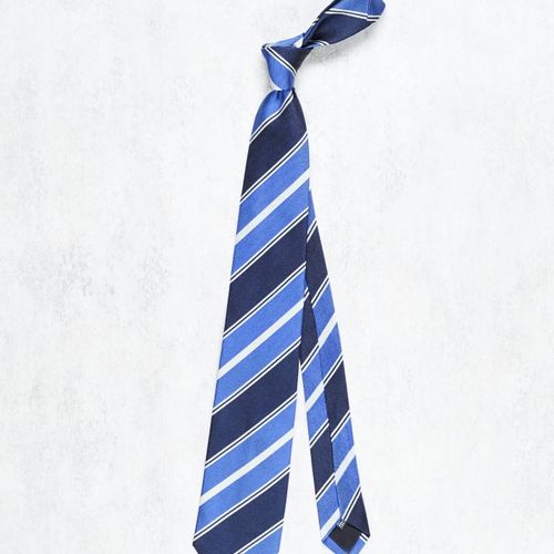 Drake's Blue and Navy with White Stripe Silk Tie (NOS)