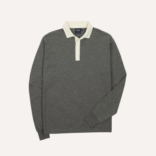 Grey Merino Wool Knitted Rugby Shirt