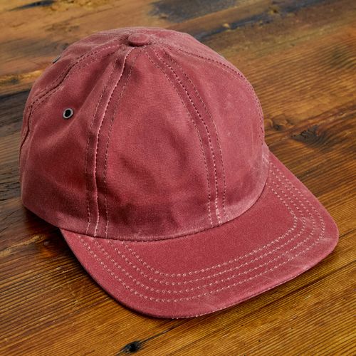 Baseball Hat in Wax Canvas Nautical Red