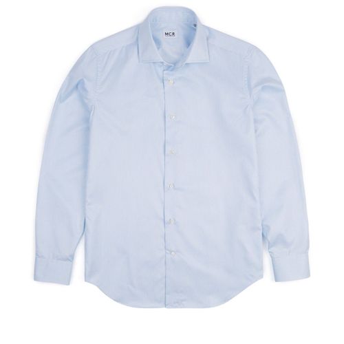 MCR Slim Twill Striped Shirt: Light Blue