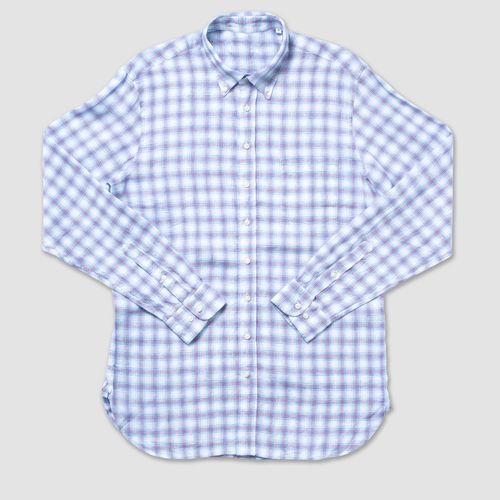 Linen Long Sleeve Shirt - White/blue/red Multi Pane