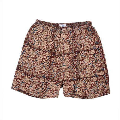 Batik Boxer Short- Burgundy/tan