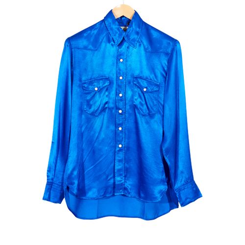 Satin Rodeo Shirt Electric Blue