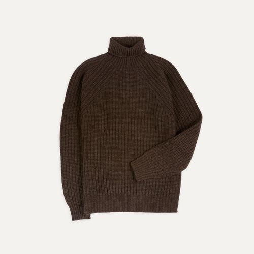 Brown Lambswool Heavy Gauge Submariner Roll Neck Jumper