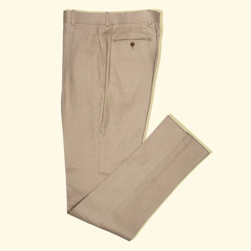 Linen/Cotton Twill Pleated Trousers - HoneyLinen/Cotton Twill Pleated Trousers - Honey