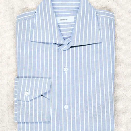 P. Johnson Blue with White Narrow Stripe Cotton Spread Collar Shirt (NOS)