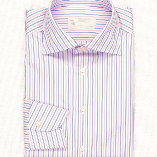 The Armoury by 100 Hands Pink/Blue Stripe Cotton Spread Collar Shirt MTM *sample* (Pre-Owned)