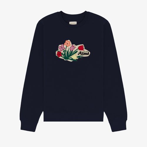 Floral Appliqué Crewneck Sweatshirt