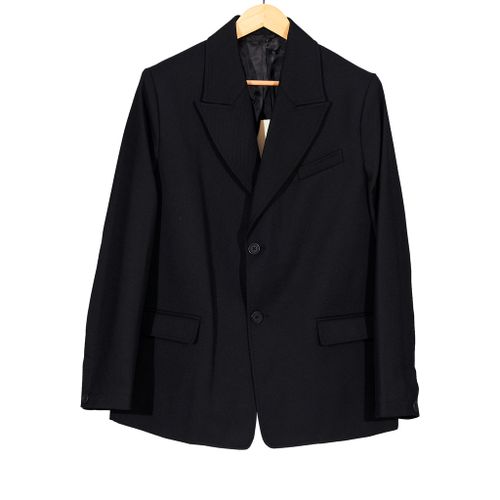 Oversized Blazer Black Wool Cavalry Twill