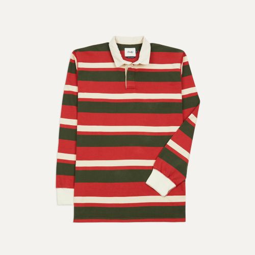 Red, Green and Ecru Stripe Cotton Rugby Shirt