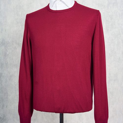 Ascot Chang Burgundy Extra-Fine Merino Wool Round Neck Sweater (NOS)