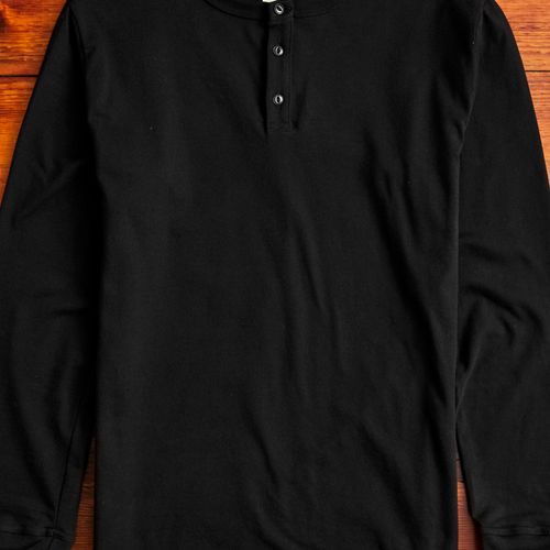 Long Sleeve Henley in Black