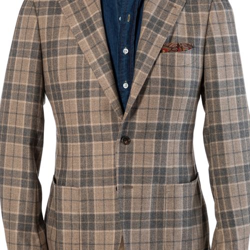 The Armoury by Ring Jacket Model 3 Beige Grey Wool-Cashmere Check Sport Coat (NOS)