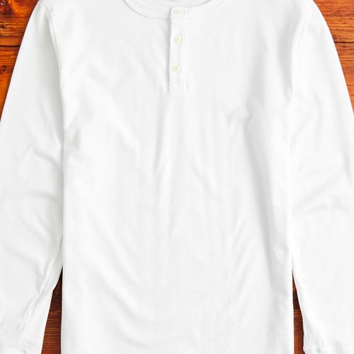 Long Sleeve Henley in White