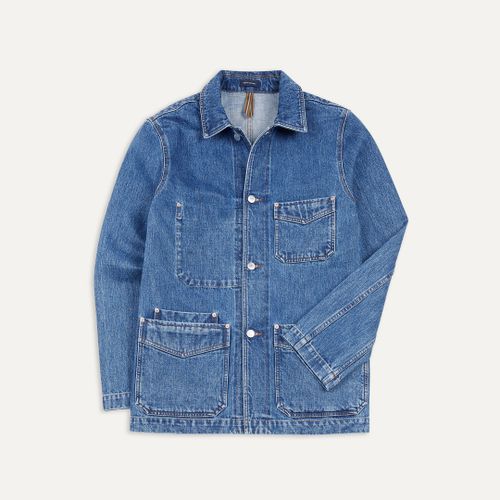 Bleach Wash Selvedge Denim Five-Pocket Chore Jacket