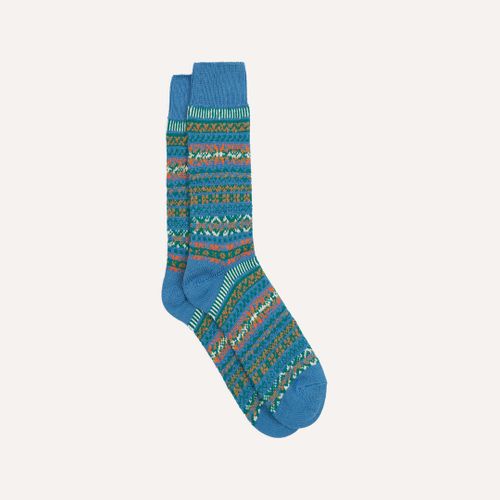 RoToTo Blue Cotton Fair Isle Socks