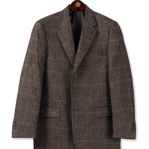 Brown Herringbone W/multi Panes Sport Coat - Mto