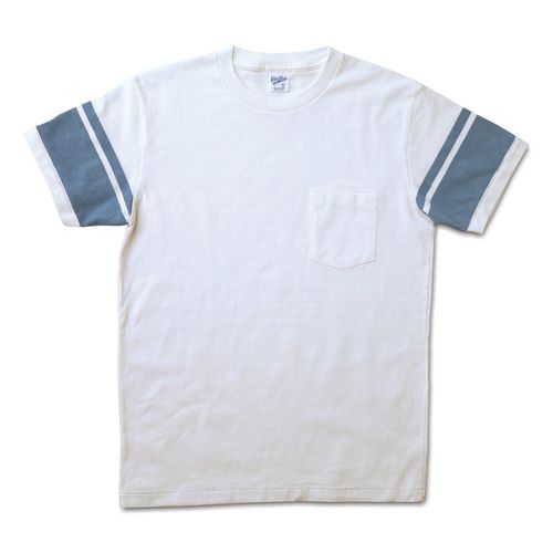 College Arm Stripe Tee / White/Light Blue