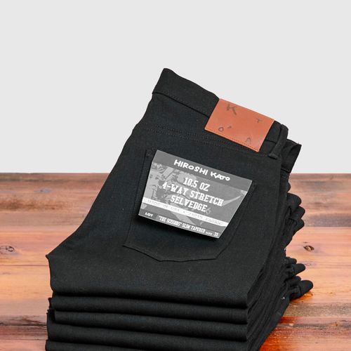 10.5oz Black Stretch Selvedge Denim - Scissors Slim Tapered