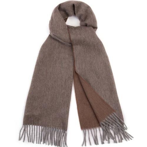 Begg x Co Arran Reversible Oversized Cashmere Scarf: Flannel/Mink