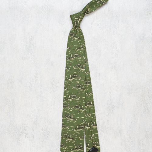 Drake's Green Paddling Pattern Silk Tie (NOS)