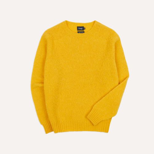 Canary Yellow Brushed Shetland Crew Neck Jumper