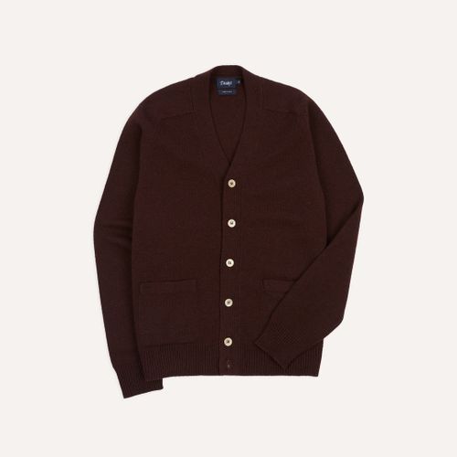 Dark Brown Lambswool 6 Button Cardigan