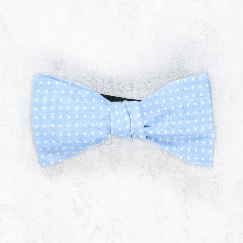 Anderson & Sheppard Sky Blue Spotted Silk Bow Tie (NOS)