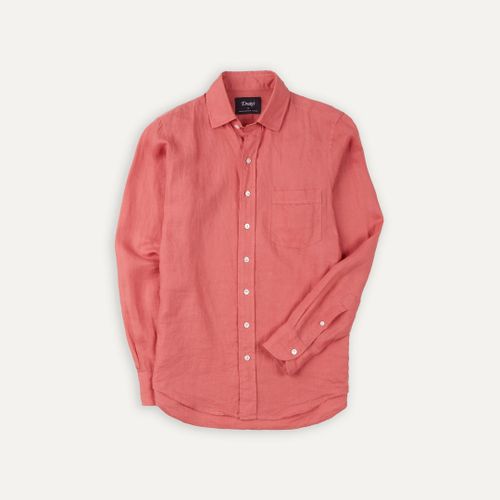 Pink Linen Spread Collar Shirt